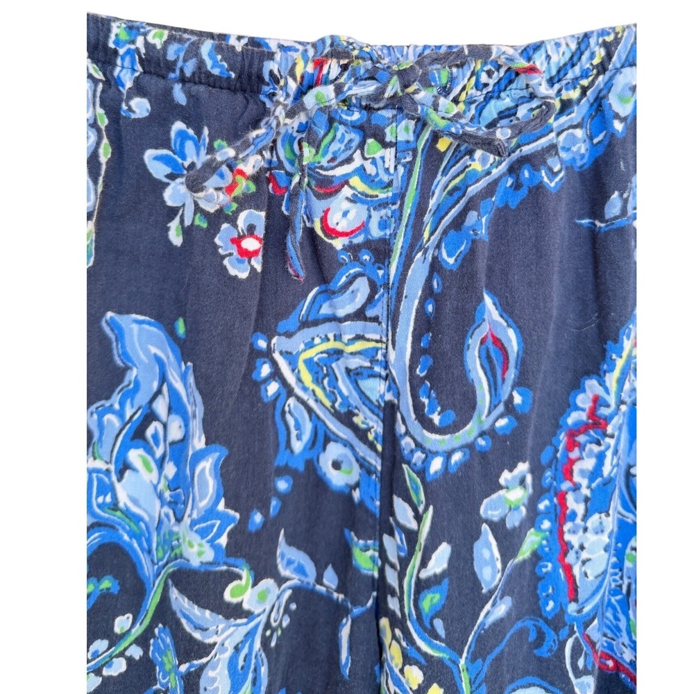 Lauren Ralph Lauren Womens Blue Paisley Pajama Set Button Front Long Sleeve M - Picture 9 of 10